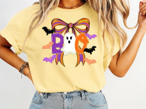 Boo Brushstroke Halloween T-shirt Design: Spooky Season Style
