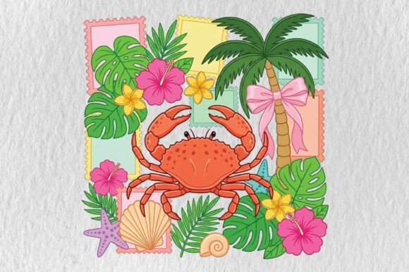 Bring Coastal Charm to Your Projects with a Preppy Summer Crab PNG