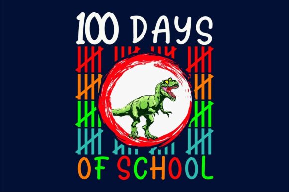 Celebrate 100 Days with a Roaring T-Rex T-Shirt Design
