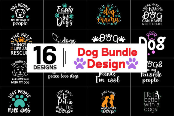 Dog Bundle T-Shirt Designs for Passionate Dog Lovers