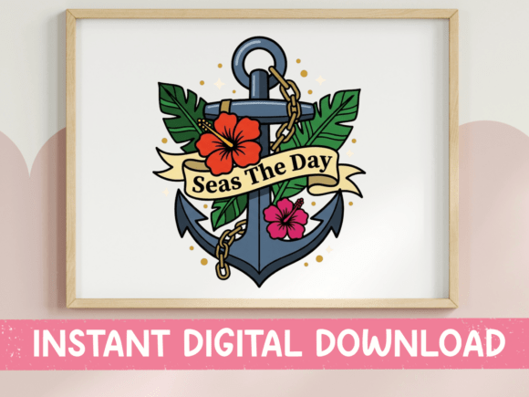 Seas the Day Anchor Tropical Design: Coastal Branding Asset